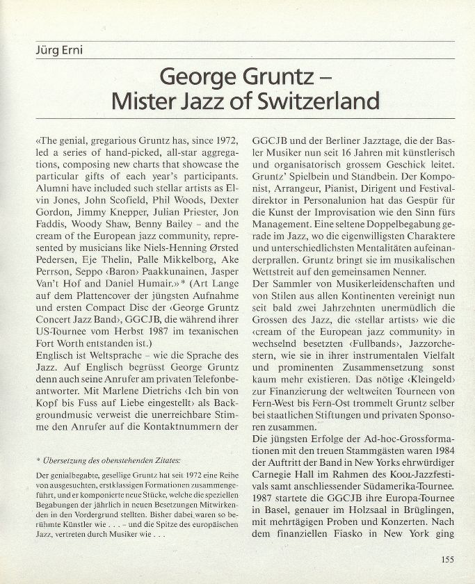 George Gruntz – Mister Jazz of Switzerland – Seite 1