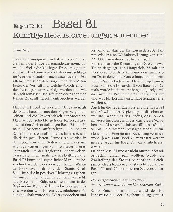 Basel 81. Künftige Herausforderungen annehmen – Seite 1