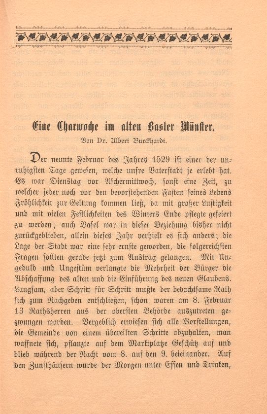 Eine Charwoche im alten Basler Münster – Seite 1
