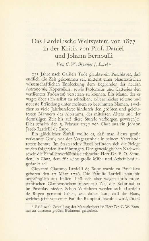Das Lardellische Weltsystem von 1777 in der Kritik von Daniel und Johann Bernoulli – Seite 1