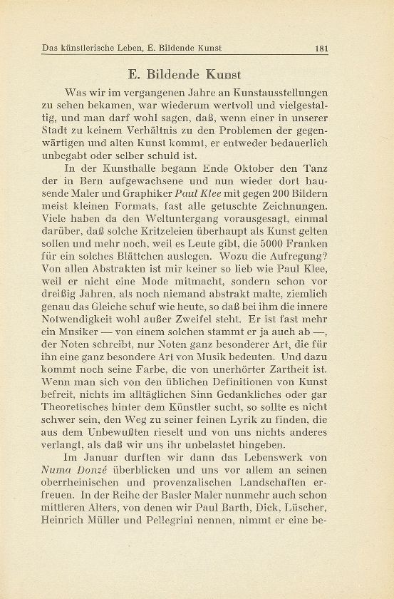 Das künstlerische Leben in Basel vom 1. Oktober 1935 bis 30. September 1936 – Seite 1