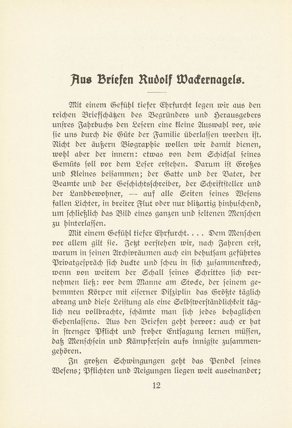 Aus Briefen Rudolf Wackernagels – Seite 1
