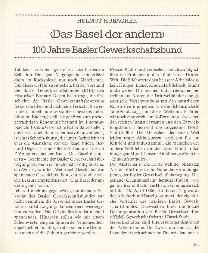 ‹Das Basel der andern› – Seite 1
