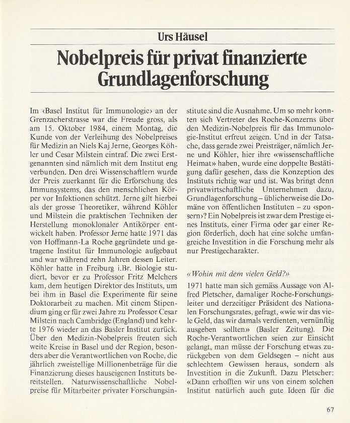 Nobelpreis für privat finanzierte Grundlagenforschung – Seite 1