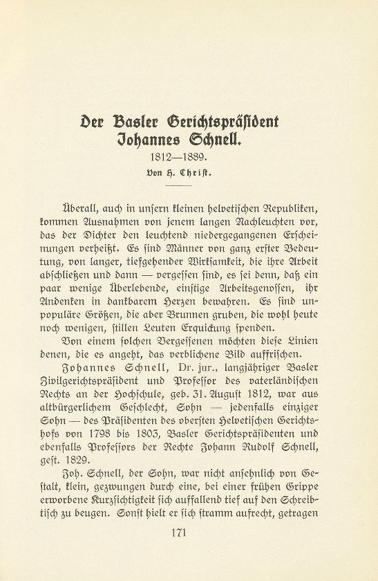 Der Basler Gerichtspräsident Johannes Schnell 1812-1889 – Seite 1