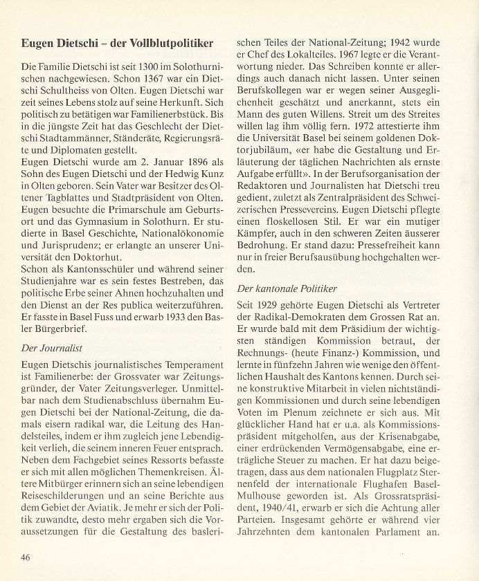 Eugen Dietschi und Peter Zschokke – zwei profilierte Basler – Seite 2