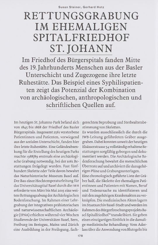 Rettungsgrabung im ehemaligen Spitalfriedhof St. Johann – Seite 1