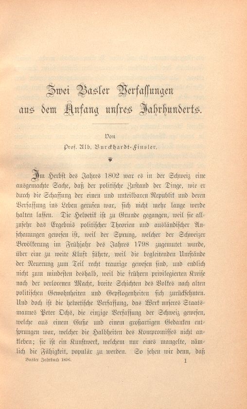 Zwei Basler Verfassungen aus dem Anfang unseres Jahrhunderts – Seite 1