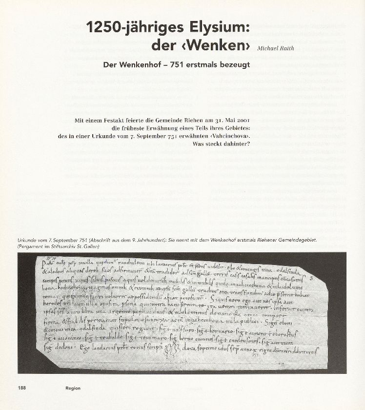 1250-jähriges Elysium: der ‹Wenken› – Seite 1