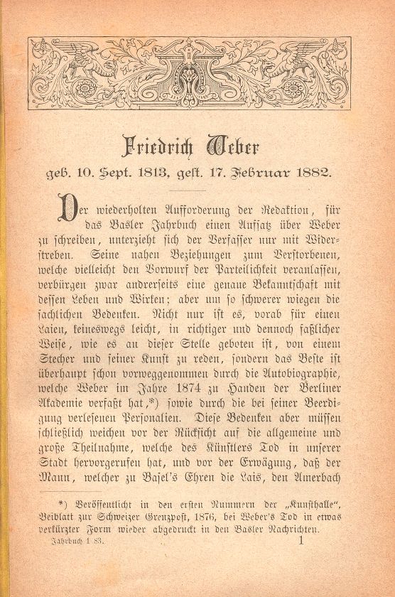 Friedrich Weber, geb. 10. September 1813, gest. 17. Februar 1882 – Seite 1