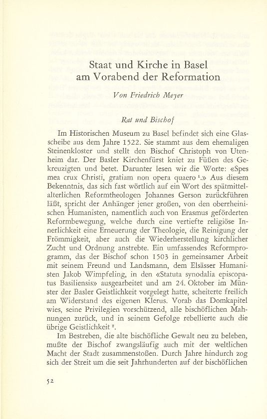 Staat und Kirche in Basel am Vorabend der Reformation – Seite 1