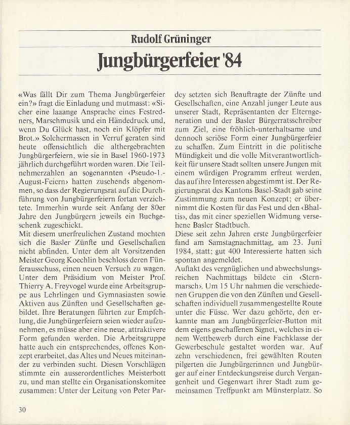 Jungbürgerfeier '84 – Seite 1