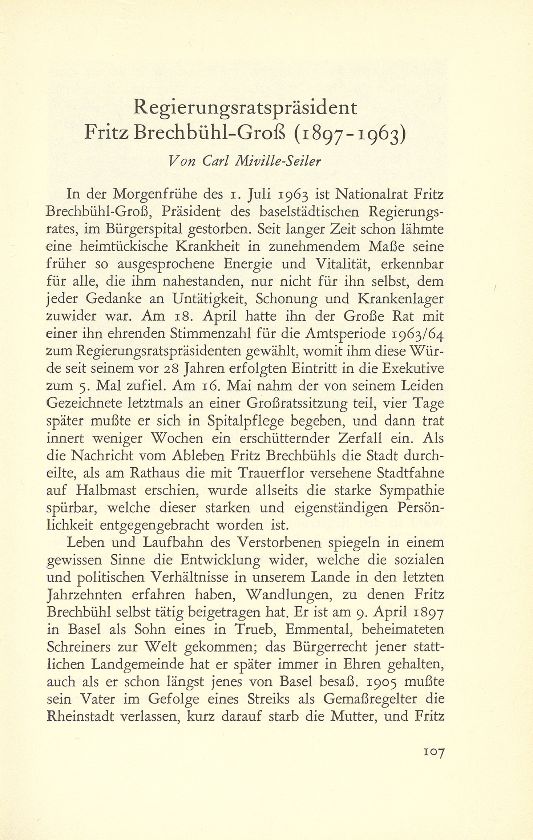 Regierungsratspräsident Fritz Brechbühl-Gross (1897-1963) – Seite 1