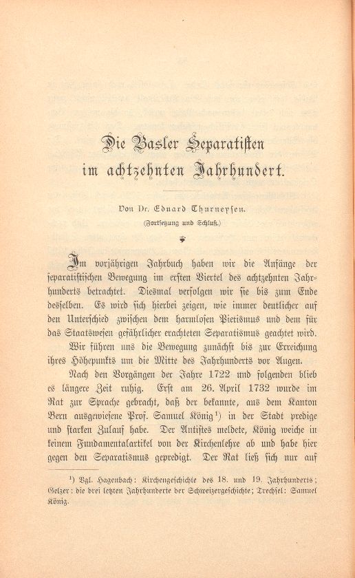 Die Basler Separatisten im achtzehnten Jahrhundert – Seite 1