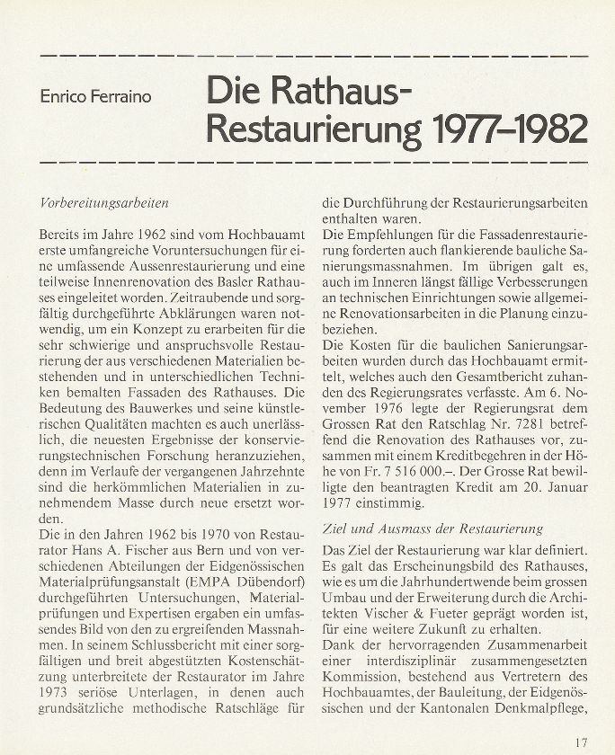 Die Rathaus-Restaurierung 1977-1982 – Seite 1