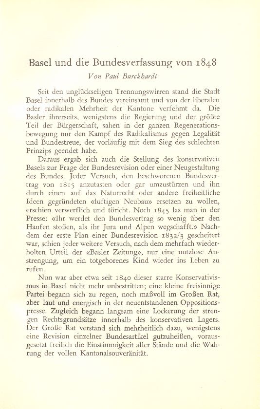 Basel und die Bundesverfassung von 1848 – Seite 1
