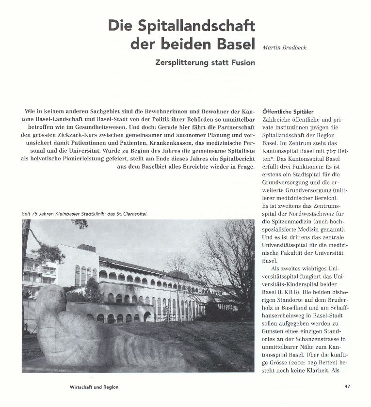 Die Spitallandschaft der beiden Basel – Seite 1