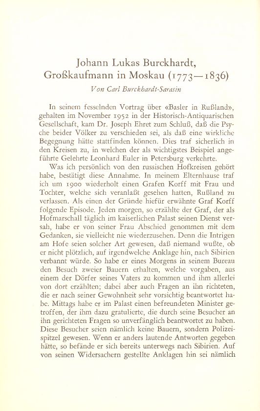 Johann Lukas Burckhardt, Grosskaufmann in Moskau (1773-1836) – Seite 1