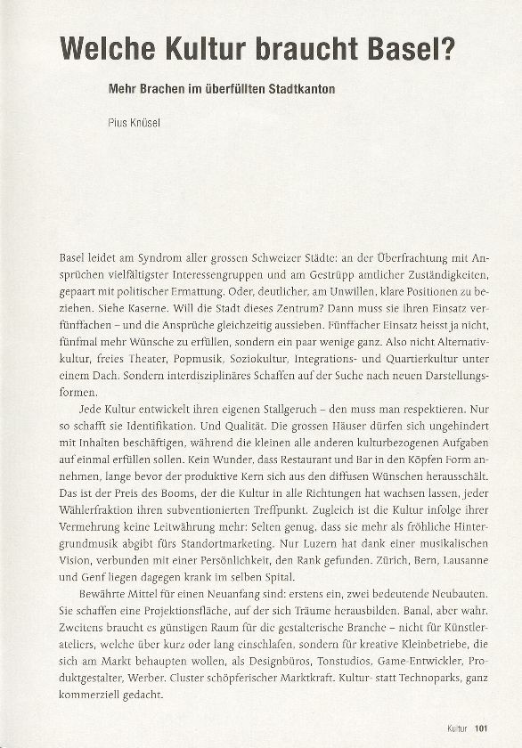 Welche Kultur braucht Basel? – Seite 1