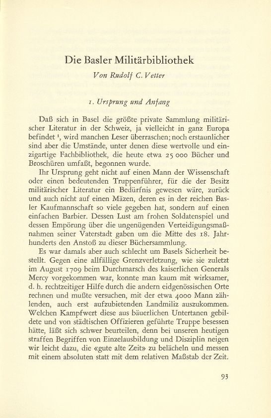 Die Basler Militärbibliothek – Seite 1