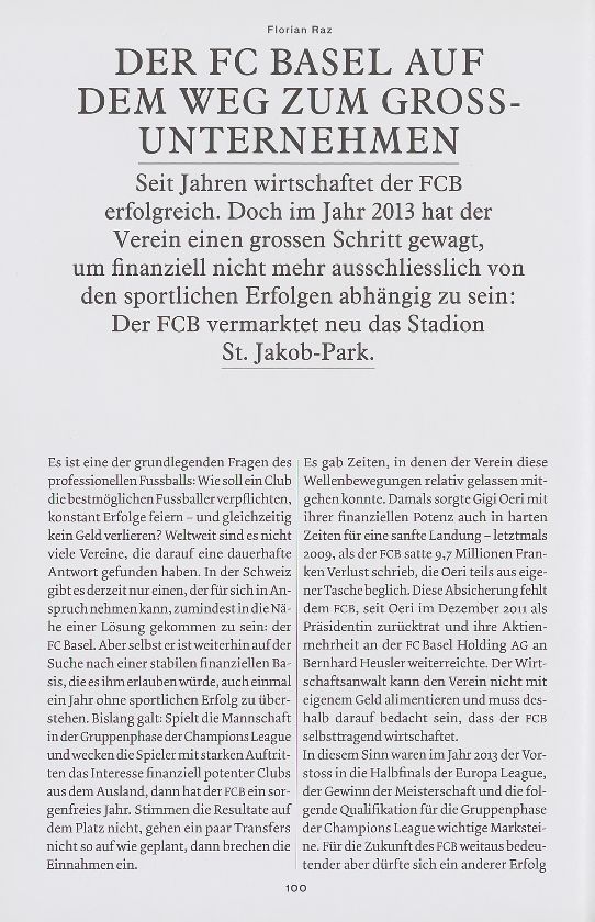 Der FC Basel auf dem Weg zum Grossunternehmen – Seite 1