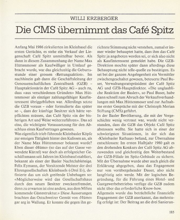 Die CMS übernimmt das Café Spitz – Seite 1