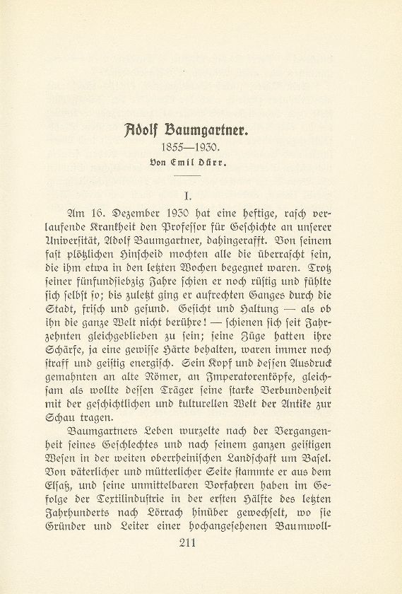 Adolf Baumgartner. 1855-1930 – Seite 1