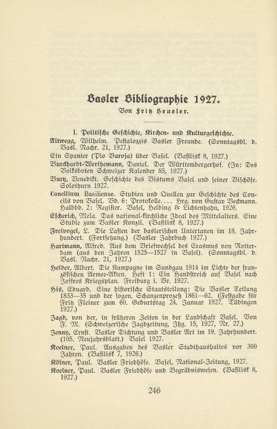 Basler Bibliographie 1927 – Seite 1