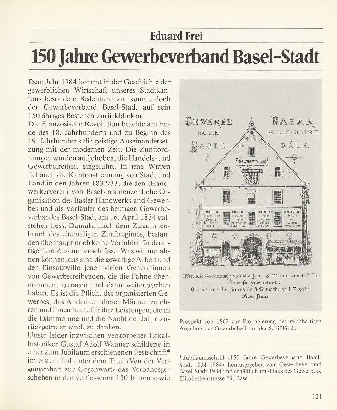 150 Jahre Gewerbeverband Basel-Stadt – Seite 1