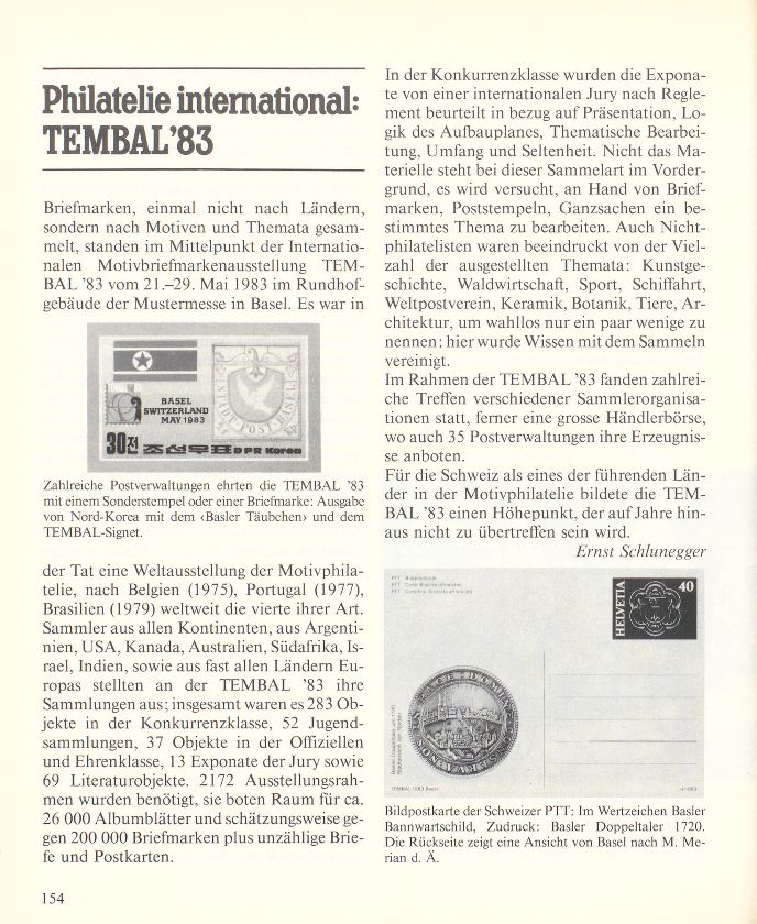 Philatelie international: TEMBAL '83 – Seite 1
