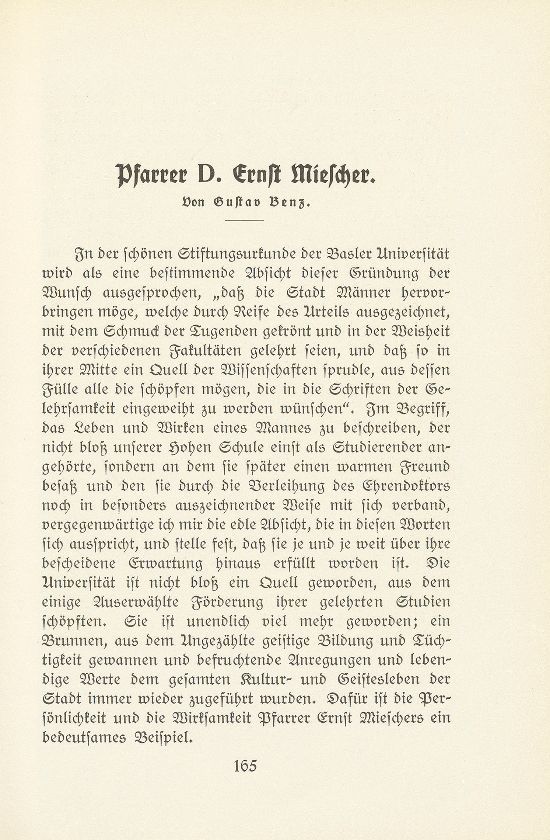 Pfarrer D. Ernst Miescher – Seite 1