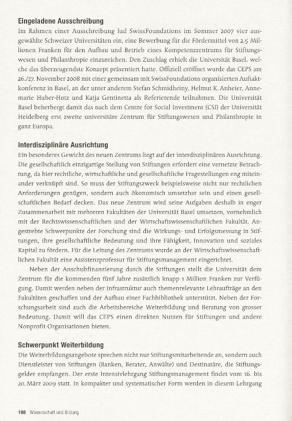 Das Erste Schweizer Stiftungszentrum an der Universität Basel – Seite 2