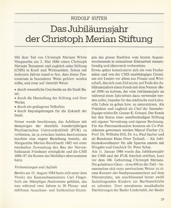 Das Jubiläumsjahr der Christoph Merian Stiftung – Seite 1