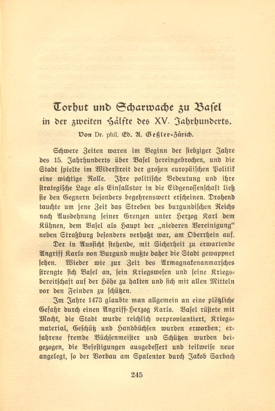 Torhut und Scharwache zu Basel in der zweiten Hälfte des XV. Jahrhunderts – Seite 1