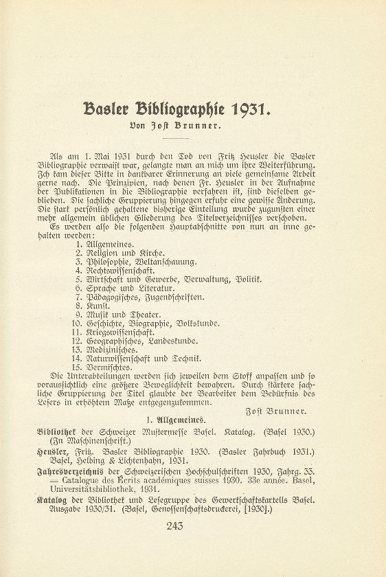 Basler Bibliographie 1931 – Seite 1