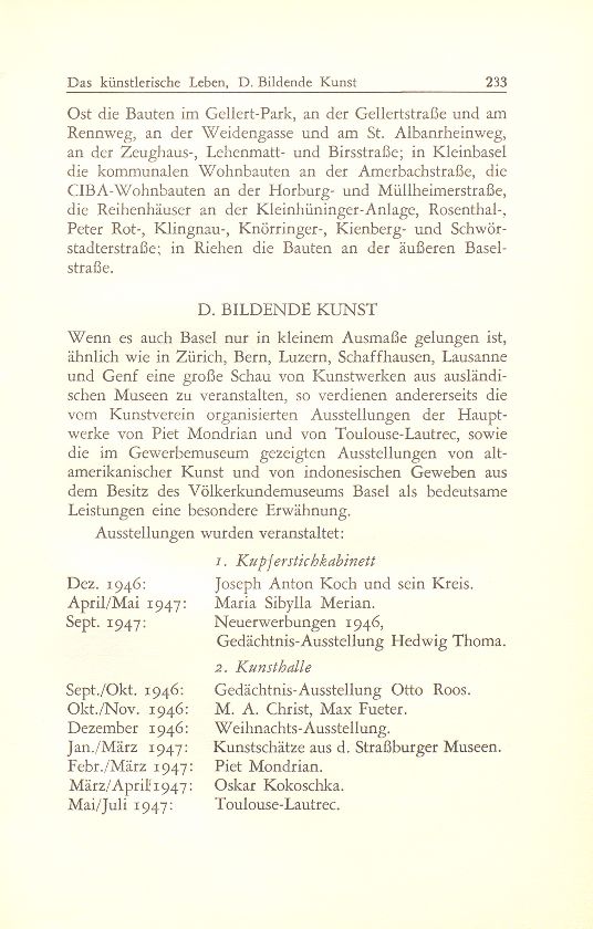 Das künstlerische Leben in Basel vom 1. Oktober 1946 bis 30. September 1947 – Seite 1