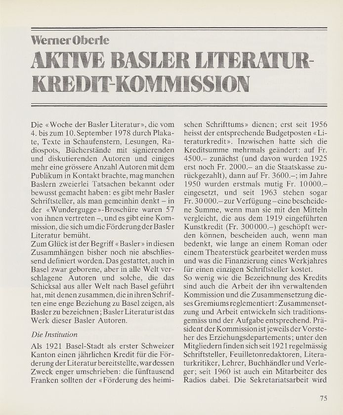 Aktive Basler Literaturkredit-Kommission – Seite 1