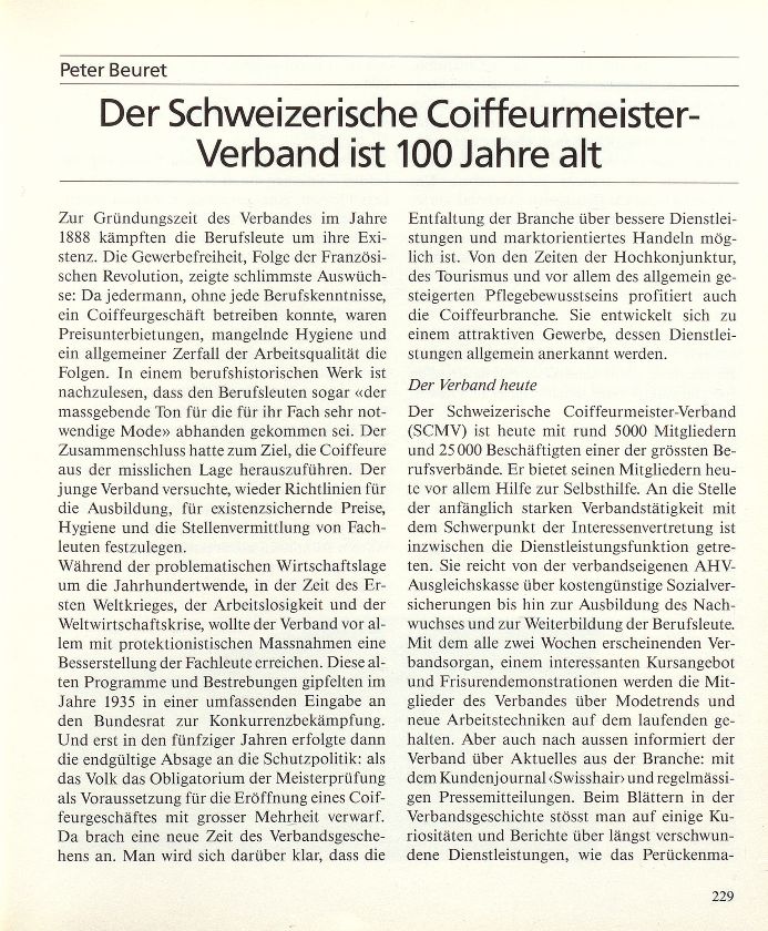 Der Schweizerische Coiffeurmeister-Verband ist100 Jahre alt – Seite 1