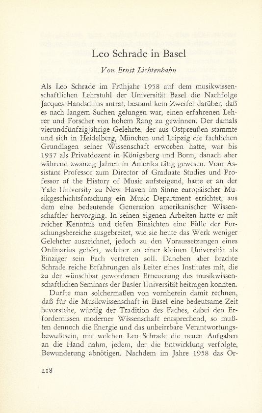 Leo Schrade in Basel – Seite 1