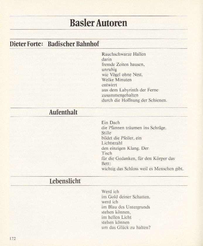 Badischer Bahnhof/Aufenthalt/Lebenslicht [Gedichte] – Seite 1