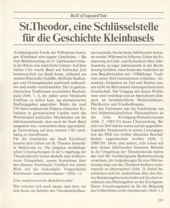 St. Theodor, eine Schlüsselstelle für die Geschichte Kleinbasels – Seite 1
