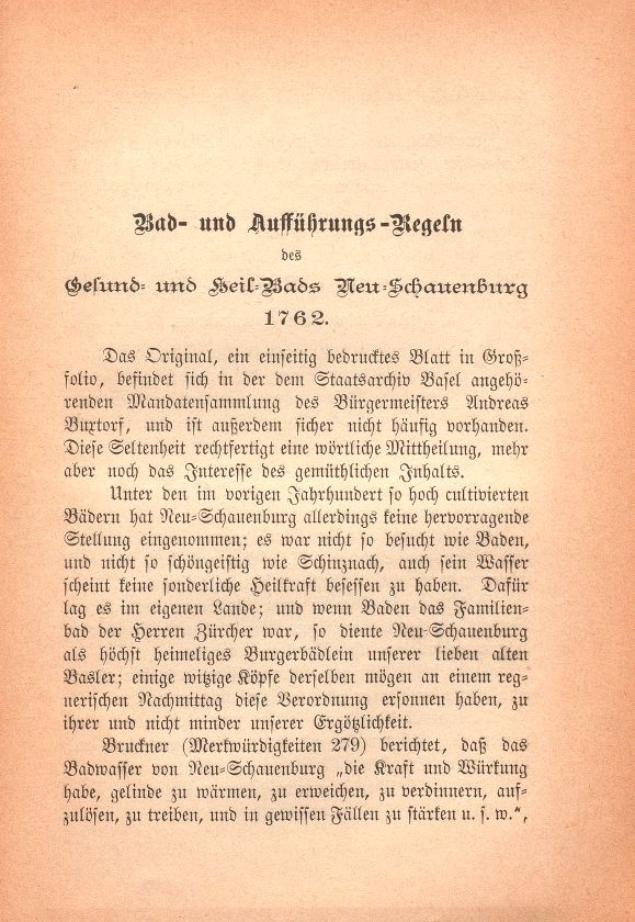 Miscellen: Bad- und Aufführungs-Regeln des Gesund- und Heil-Bads Neu-Schauenburg 1762 – Seite 1