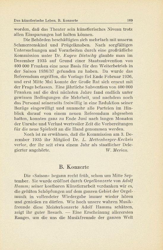 Das künstlerische Leben in Basel vom 1. Oktober 1935 bis 30. September 1936 – Seite 1