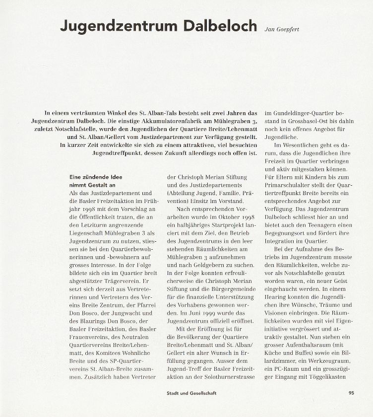 Jugendzentrum Dalbeloch – Seite 1