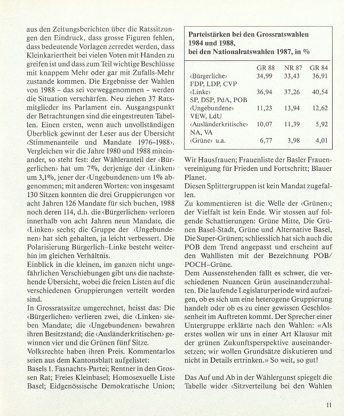 Blätterrauschen oder Sturmzeichen? Grossrats- und Regierungsratswahlen 1988 – Seite 3
