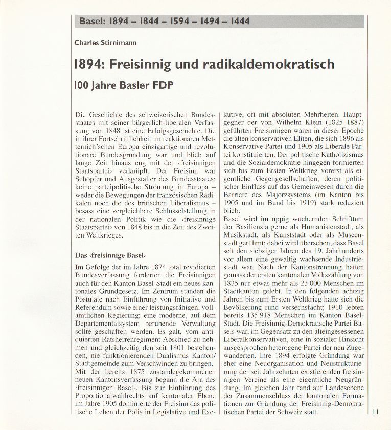 1894: Freisinnig und radikaldemokratisch – Seite 1