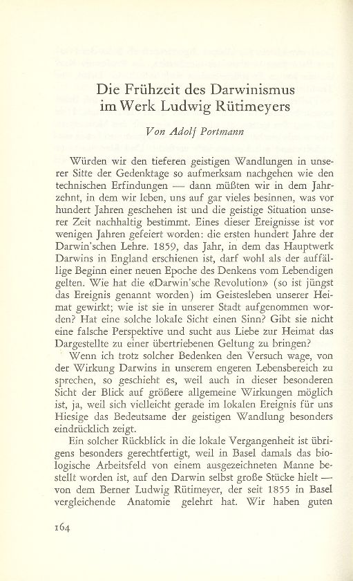Die Frühzeit des Darwinismus im Werk Ludwig Rütimeyers – Seite 1