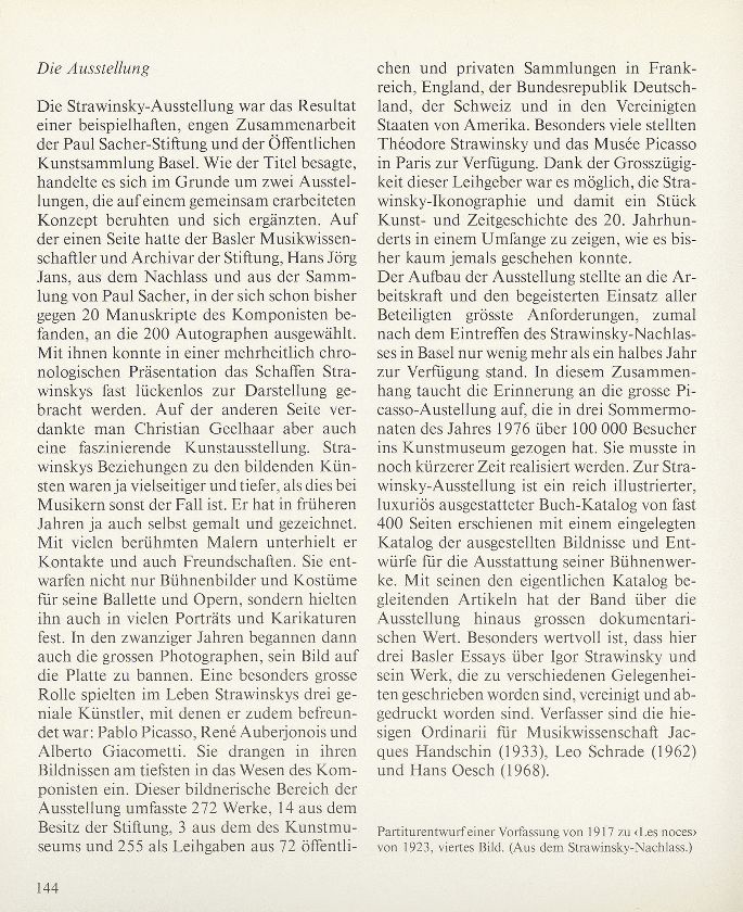 Strawinsky-Ausstellung und Paul Sacher-Stiftung – Seite 2