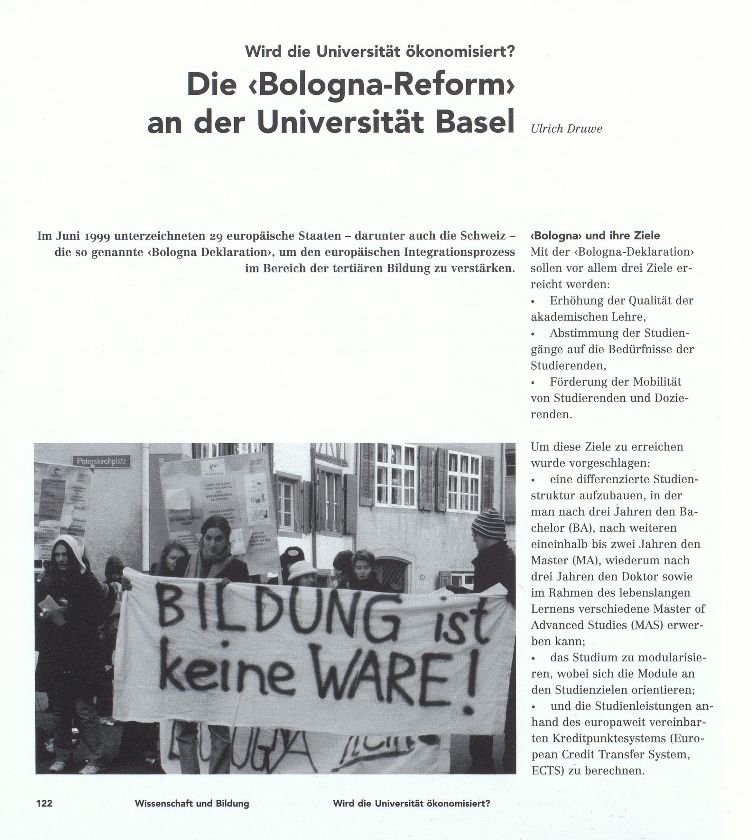Die ‹Bologna- Reform› an der Universität Basel – Seite 1