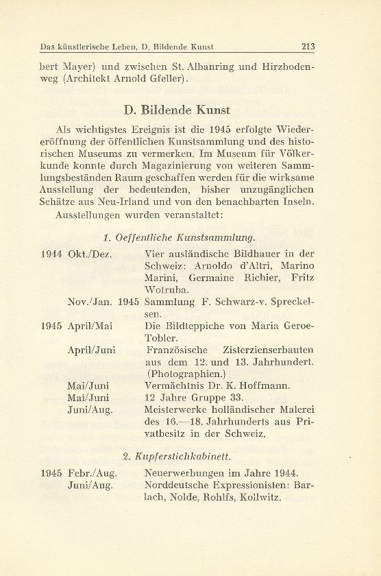 Das künstlerische Leben in Basel vom 1. Oktober 1945 bis 30. September 1946 – Seite 1